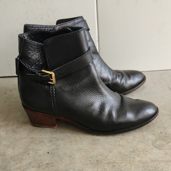 Kate Spade New York Black Leather Stacked Moto Ankle Boot Bootie Womens Sz - Picture 3 of 11
